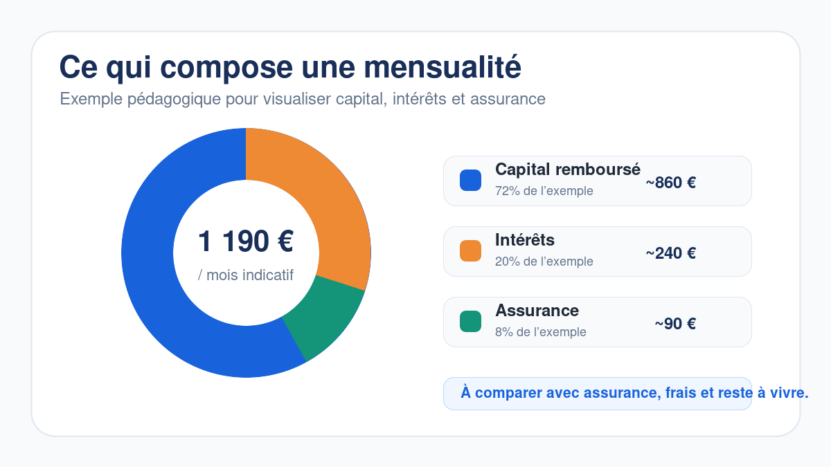 Infographie montrant la composition d’une mensualité de prêt immobilier